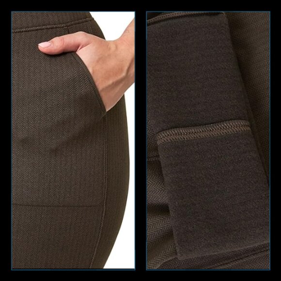 Mondetta Pull-On Herringbone Straight Leg Pants XL Brown Brushed Back Lining - Picture 3 of 11